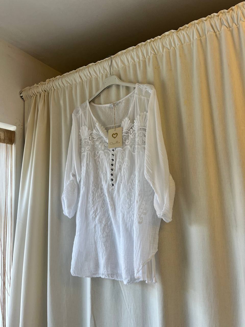 Exotic White Button-Up