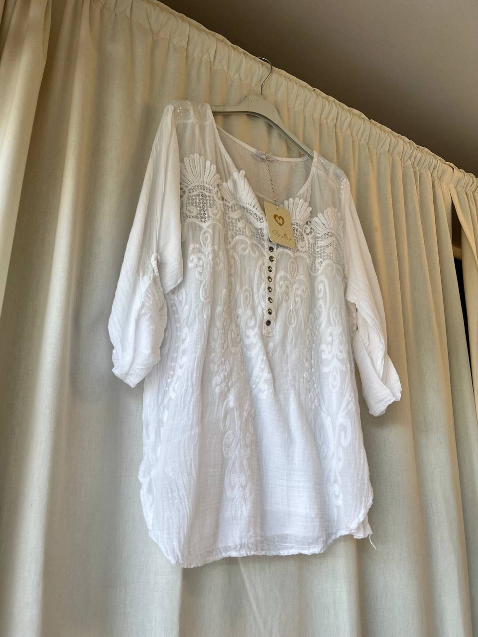 Exotic White Button-Up